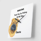 Funny Shar pei Dog Dad Waterverf Canine Art Vierkante Klok (Hoek)