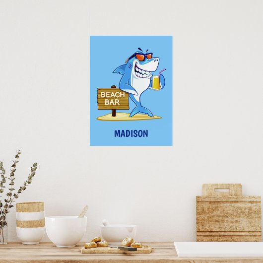 Funny Shark, aangepast poster (Keuken)