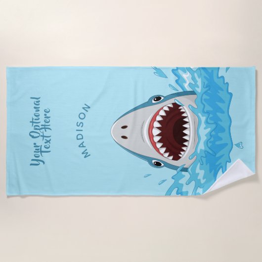 Funny Shark aangepaste badhanddoek (Voorkant)