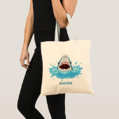 Funny Shark, aangepaste naam canvas tassen (Voorkant (product))