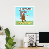 Funny Shark and Beer Invincible Square Poster (Thuiskantoor)