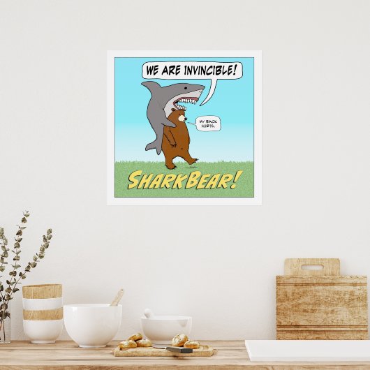 Funny Shark and Beer Invincible Square Poster (Keuken)