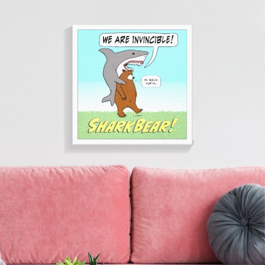 Funny Shark and Beer Invincible Wrapped Canvas (Insitu (Woonkamer))