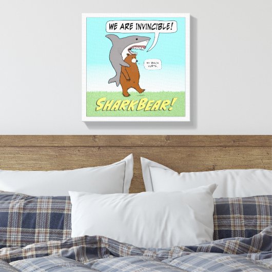 Funny Shark and Beer Invincible Wrapped Canvas (Insitu (Slaapkamer))