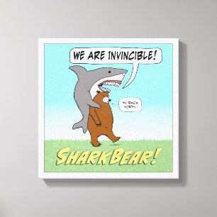 Funny Shark and Beer Invincible Wrapped Canvas