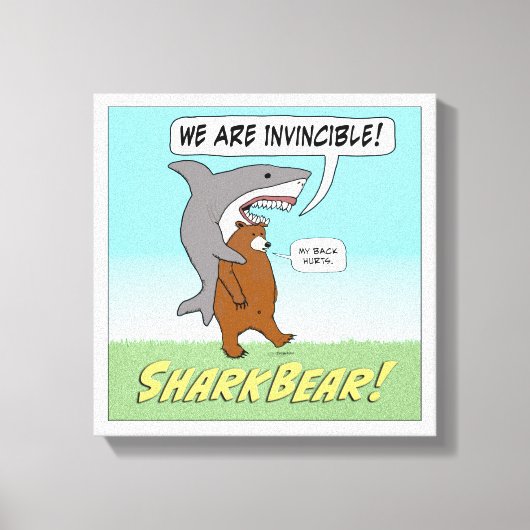 Funny Shark and Beer Invincible Wrapped Canvas (Voorkant)