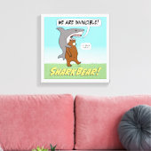 Funny Shark and Beer Invincible Wrapped Canvas Afdruk (Insitu (Woonkamer))