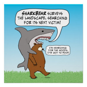 Funny Shark and Beer Quest Poster