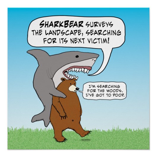 Funny Shark and Beer Quest Poster (Voorkant)