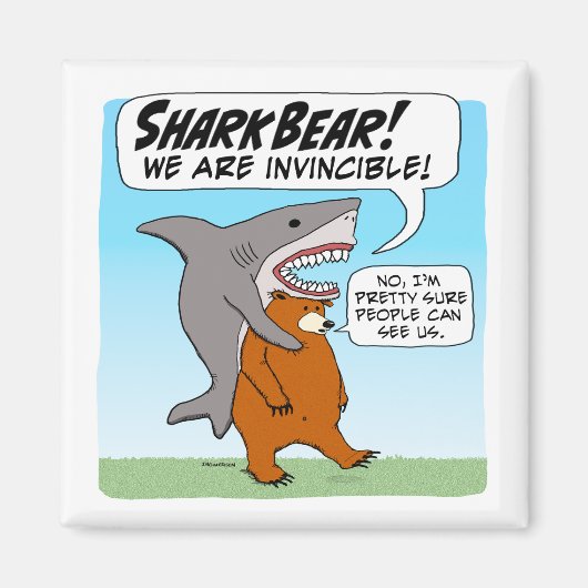 Funny Shark and Beer Team Up Als SharkBear Magneet (Voorkant)