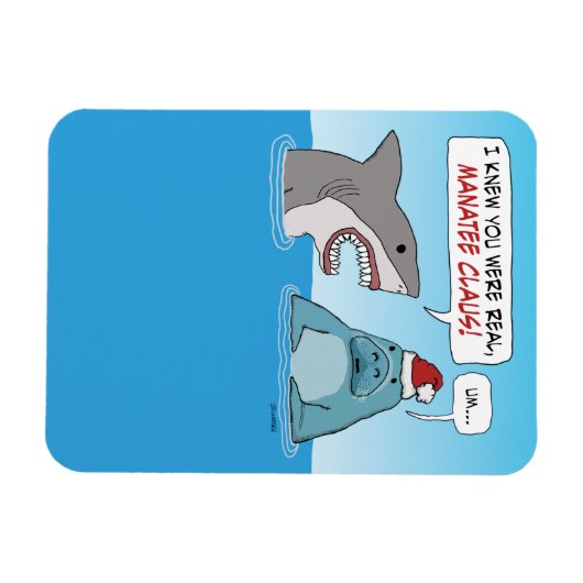 Funny Shark and Manatee Claus Kerstmis Magneet (Horizontaal)