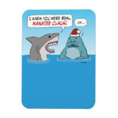 Funny Shark and Manatee Claus Kerstmis Magneet (Verticaal)