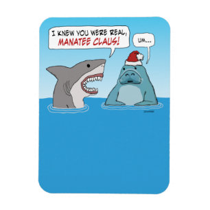 Funny Shark and Manatee Claus Kerstmis Magneet