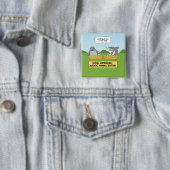 Funny Shark and Manatee Social Distancing Vierkante Button 5,1 Cm (In situ)