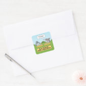 Funny Shark and Manatee Social Distancing Vierkante Sticker (Envelop)