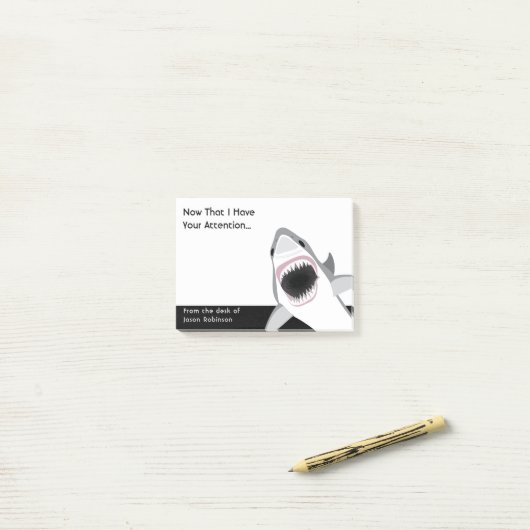 Funny Shark Attack Attentie die Memo krijgt Post-it® Notes (Op bureau)