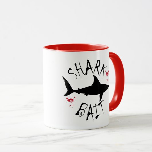 Funny Shark Bait Surfer Waarschuwing Mok (Voorkant rechts)