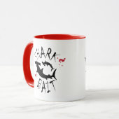 Funny Shark Bait Surfer Waarschuwing Mok (Voorkant links)