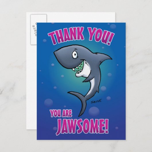 Funny Shark Bedankt Briefkaart (Voorkant / Achterkant)