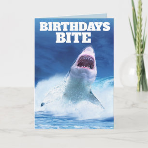 FUNNY SHARK BIRTHDAY CARDS BIRTHDAYS BITE KAART