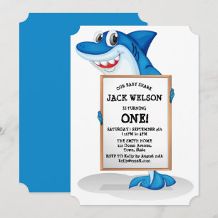 Funny Shark Birthday Party Invitation Kaart