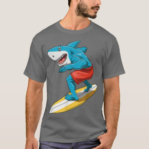 Funny Shark Birthday Summer Surfer Bday Surfboard T-shirt