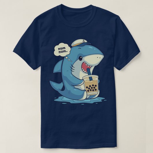 Funny Shark Boba Tea Bubble Tea Anime Shark Pullov T-shirt (Design voorkant)