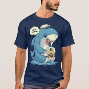 Funny Shark Boba Tea Bubble Tea Anime Shark Pullov T-shirt
