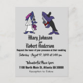 Funny Shark Bride and Groom Wedding Invitation Uitnodiging Briefkaart (Voorkant)