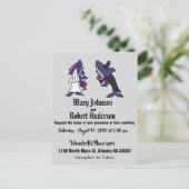 Funny Shark Bride and Groom Wedding Invitation Uitnodiging Briefkaart (Staand voorkant)