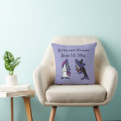 Funny Shark Bride en Groom Wedding Art Kussen (Stoel)