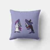 Funny Shark Bride en Groom Wedding Art Kussen (Achterkant)