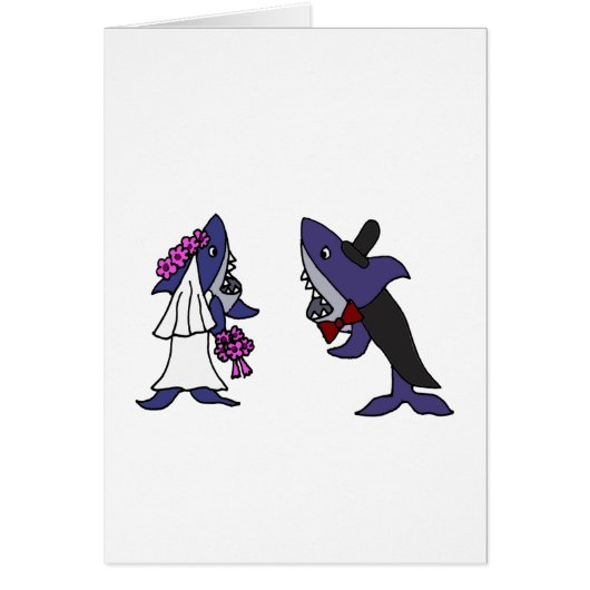 Funny Shark Bride en Groom Wedding Cartoon (Voorkant)