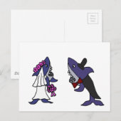 Funny Shark Bride en Groom Wedding Cartoon Briefkaart (Voorkant / Achterkant)