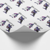 Funny Shark Bride en Groom Wedding Cartoon Cadeaupapier (Hoek)