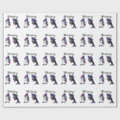 Funny Shark Bride en Groom Wedding Cartoon Cadeaupapier (Vlak)