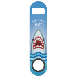 Funny Shark Cartoon BBQ party bij Beach Speed Flessenopener