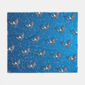 Funny Shark Cartoon Blue Bubbles Fleece Deken (Voorkant (Horizontaal))