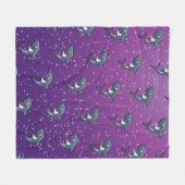 Funny Shark Cartoon Paarse bubbels Fleece Deken (Voorkant (Horizontaal))