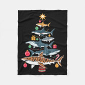 Funny Shark Christmas Tree  Fleece Deken (Voorkant)