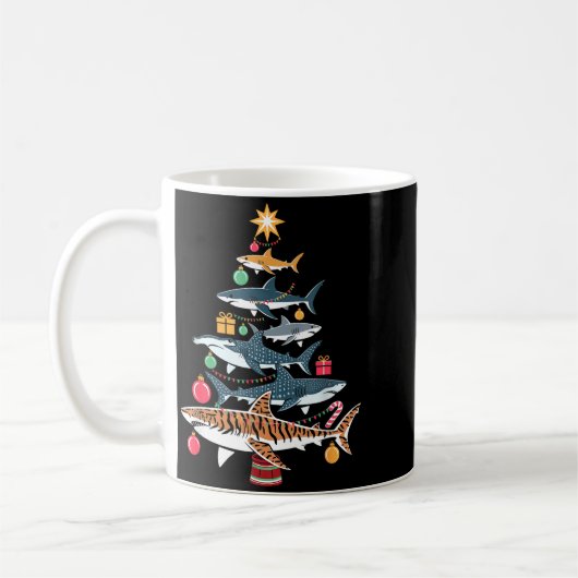 Funny Shark Christmas Tree  Koffiemok (Links)