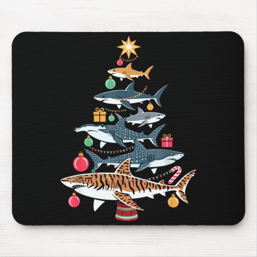 Funny Shark Christmas Tree  Muismat (Voorkant)