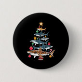 Funny Shark Christmas Tree  Ronde Button 5,7 Cm (Voorkant)