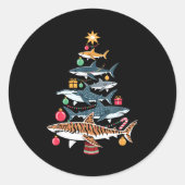 Funny Shark Christmas Tree Ronde Sticker (Voorkant)