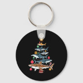 Funny Shark Christmas Tree Sleutelhanger (Voorkant)