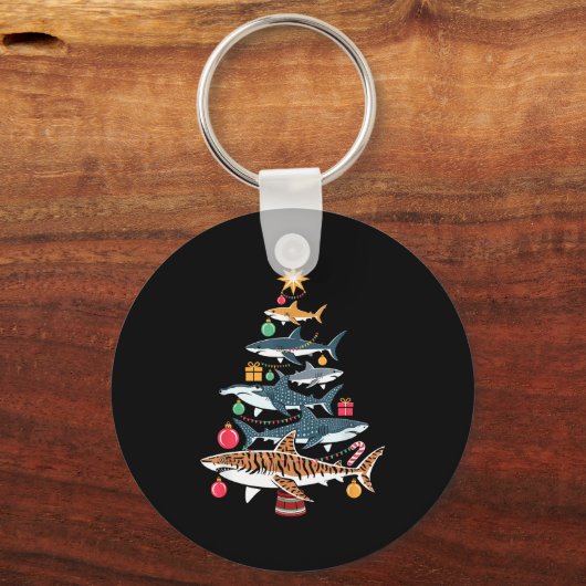Funny Shark Christmas Tree Sleutelhanger (Voorkant)