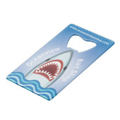 Funny Shark Creditkaart Flessenopener (Voorkant Gekanteld)