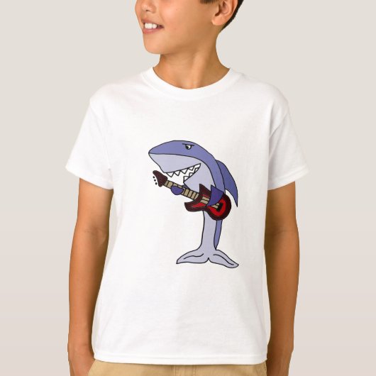 Funny Shark die Red Guitar speelt T-shirt (Voorkant)