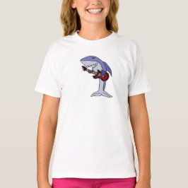 Funny Shark die Red Guitar speelt T-shirt