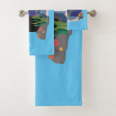 Funny shark die tv-cartoon bekijkt bad handdoek (Insitu)